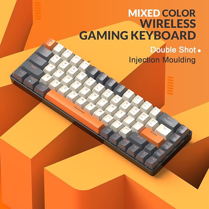MAGIC-REFINER RK68 60% Wireless Mechanical Keyboard Bluetooth 5.0/2.4GHz with Dual Mode 2-in-1 Receiver Compact 68-Key Hot Swappable Gaming Keyboard Linear Red Switch for PC Mac Xbox Smartphone