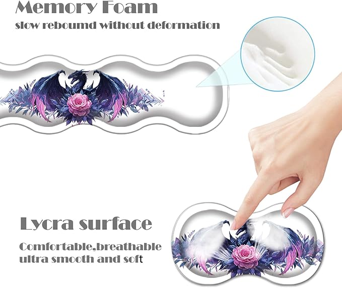 Ergonomic Keyboard Wrist Rest &amp Mouse Pad Wrist Rest SetXL Gaming Desk Mat 31.5x 11.8Non-Slip BaseMemory FoamEasy Typing Pain Relief for Office &amp HomeBlue Dragon with Pink Rose