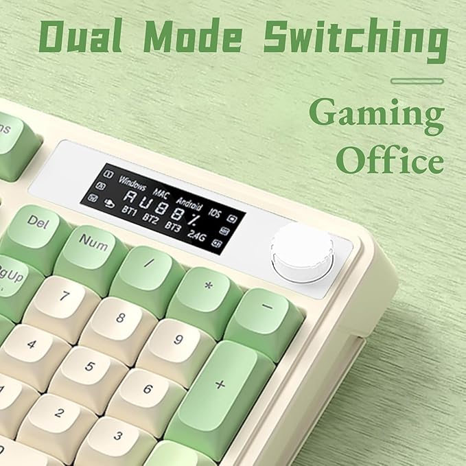 AULA S99 Pro Gaming Keyboard Cute Creamy Keyboard with Number Pad Smart Screen Tri-Mode Bluetooth/2.4G/USB-C Computer Keyboards Media Knob Custom RGB Backlit Feel for MAC Xbox PC Gamer - Purple
