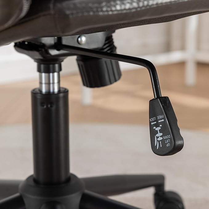 Adjustable Swivel Criss Cross Chair with Wheels Wide Seat Office Chair with PU Leather Computer Desk Chair with Ergonomic Support Modern Vanity Chair for Home &amp WorkspaceGray