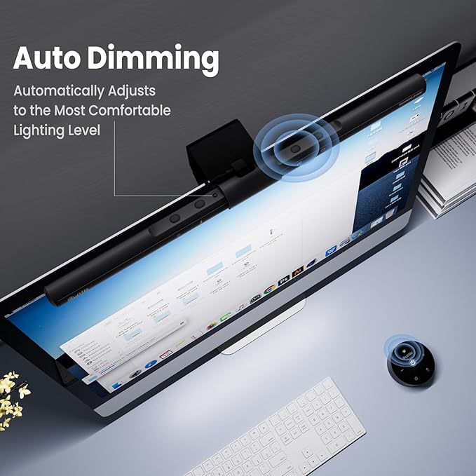 Quntis Computer Monitor Lamp Screen Monitor Light Bar for Eye Caring USB Reading LED Task Lamp with Auto-Dimming Dimmable Light Bar Touch Control No Glare Space Saving Home Office Desk Lamps
