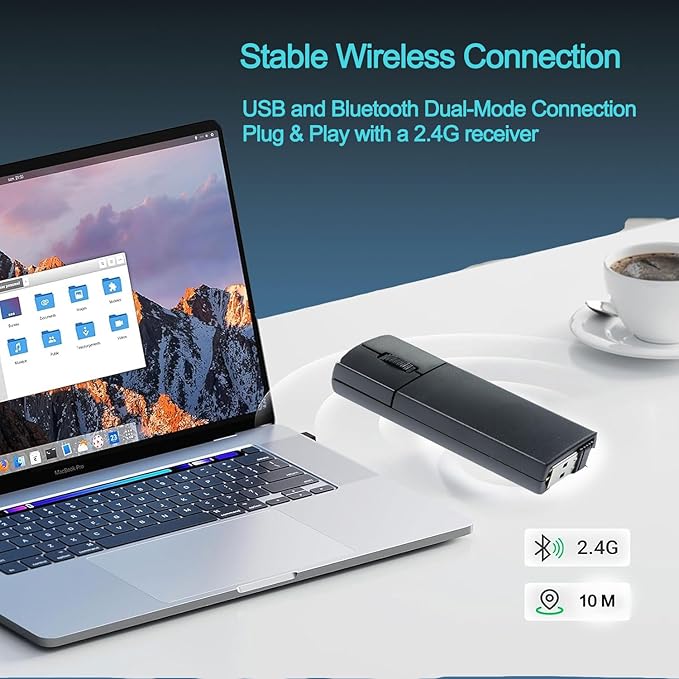Ultra Small Bluetooth Wireless Mouse Dual Mode (BT+2.4G) Noiseless Rechargeable (with Mouse Case) 1200 DPI Slim and Portable Mini Travel Cordless Mice for PC Computer Laptop (Black)