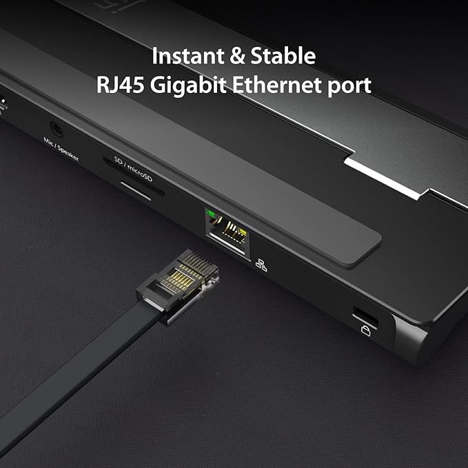 j5create USB-C Dual HDMI Docking Station (10-in-1) 4K + 1080p Dual HDMI Display 5Gbps USB-A x3 SD Card Reader PD 100W RJ45 Ethernet Combo Audio Jack for MacBook and Windows Laptop (JCD542)