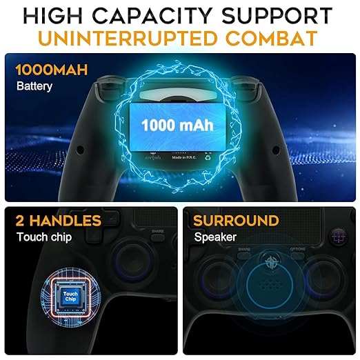 citnh 2 Pack Wireless Controller for PS4Compatible with PS4/Slim/Pro/PCDouble Shock 6-Axis Motion SensorBuilt-in Speaker &amp Headphone Jack