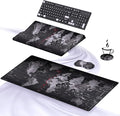 Ospelelf Ergonomic Mouse Pad and Keyboard Stand Wrist Rest Pad Set with Large Mousepad Memory Foam Comfort Premium Office Desk Accessories for Pain Relief and Efficiency Black Map