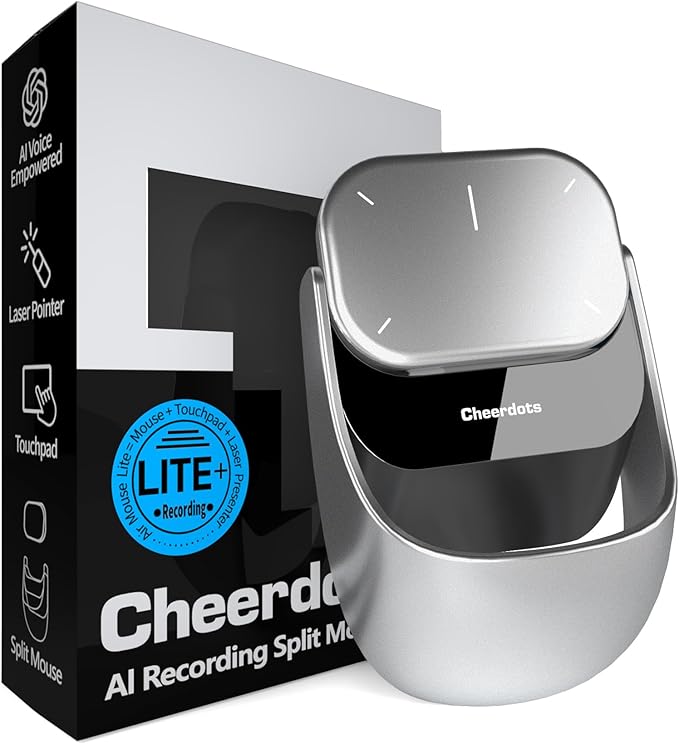 Cheerdots2 Recording Touchpad Bluetooth Mouse Presentation Mode Magnetic Detachable Design Smart Software Control Portable for Meetings &amp Work Intelligent Audio Recording &amp Saving(Voice R