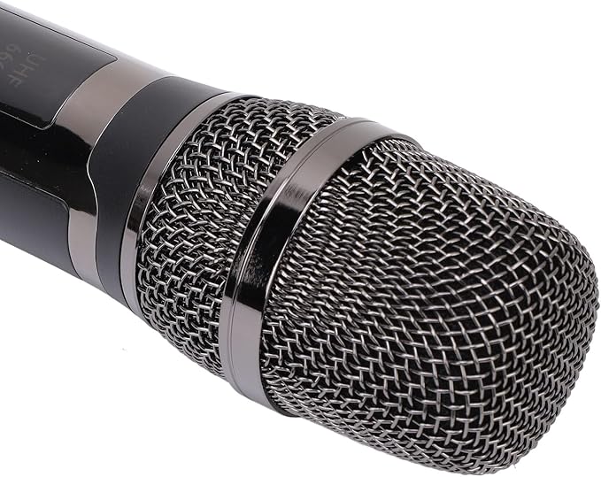 Microphone System Dynamic Mic UHF Metal Handheld Cordless Mic with Receiver Ideal for Karaoke Speech Wedding Party