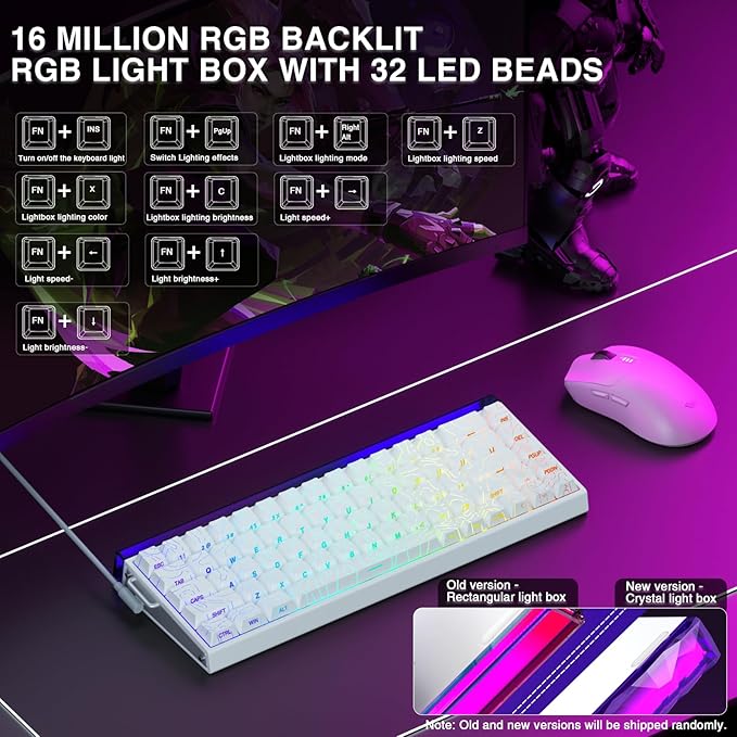 AULA Hero 68 HE 60% Gaming Keyboard Wired Hall Effect Magnetic Switch Keyboard with 8K Hz Polling Rate Side Printed PBT Keycaps RGB Backlit Light Box Customizable Web Software for PC/Mac Gamers
