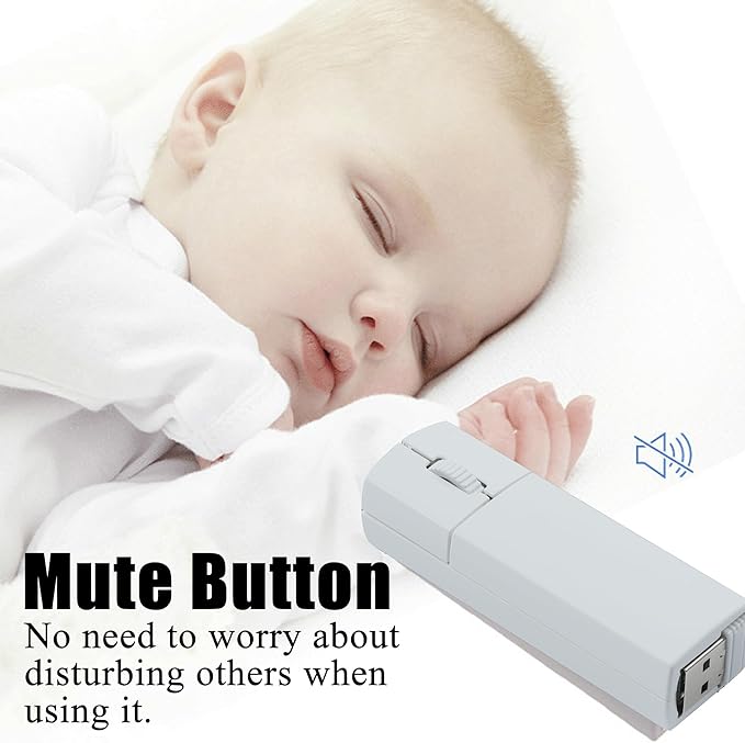Wireless Bluetooth Mouse Mini 3-Mode (BT4.0/5.0+2.4G) Finger Noiseless Rechargeable Travel Small Mice with Mouse Case 3 Buttons Ultra Lightweight Portable Cordless Mice for Desktop Laptops PC(White)