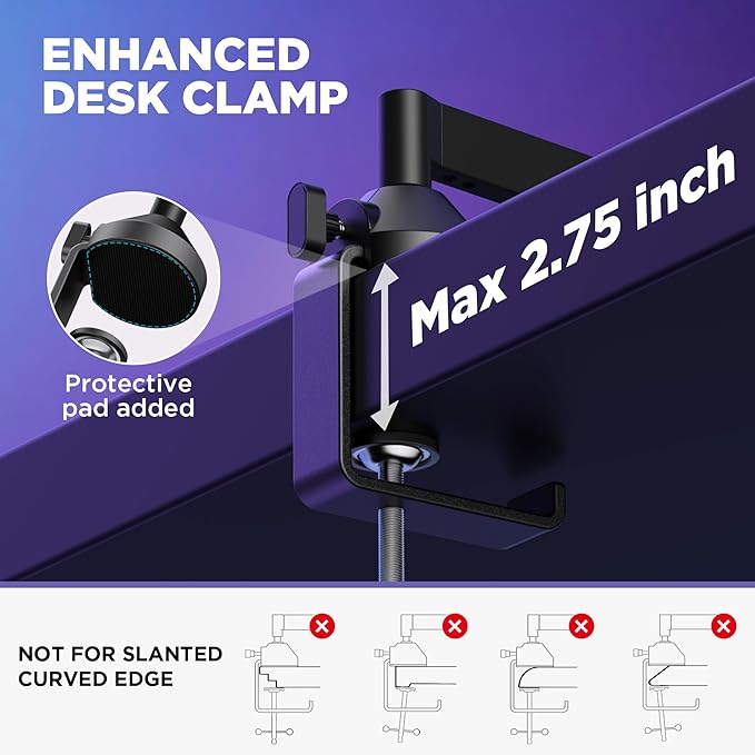 InnoGear Low Profile Mic Arm 360° Rotatable Microphone Arm Stand Foldable Desk Mic Boom Arm with 3/8 to 5/8 Adapter for Fifine AM8 K669B Blue Yeti HyperX QuadCast SoloCast AT2020 and Other Mics