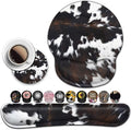 BROWN COW Ergonomic Mouse Pad and Keyboard Wrist Rest - Easy Typing Pain Relief Memory Foam Cute Cowhide Design
