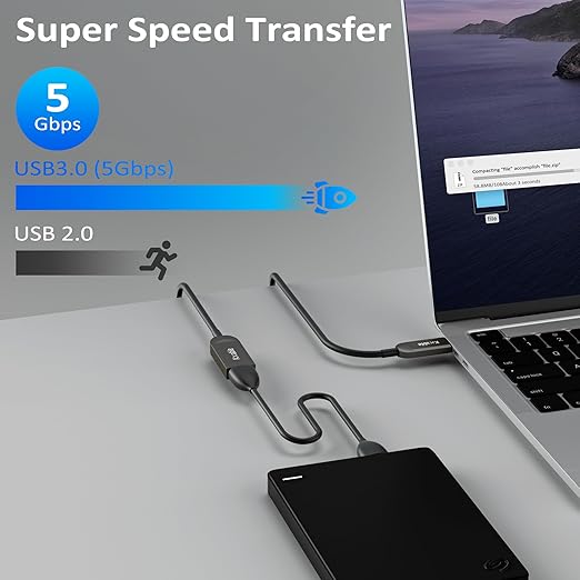 USB 3.0 Active Fiber Optical 75 Feet Extension Cable High Speed 5Gbps Data Transfer Supports USB 3.0 &amp 2.0 Compatible with Webcam USB Hub VR Hard Drive Printer