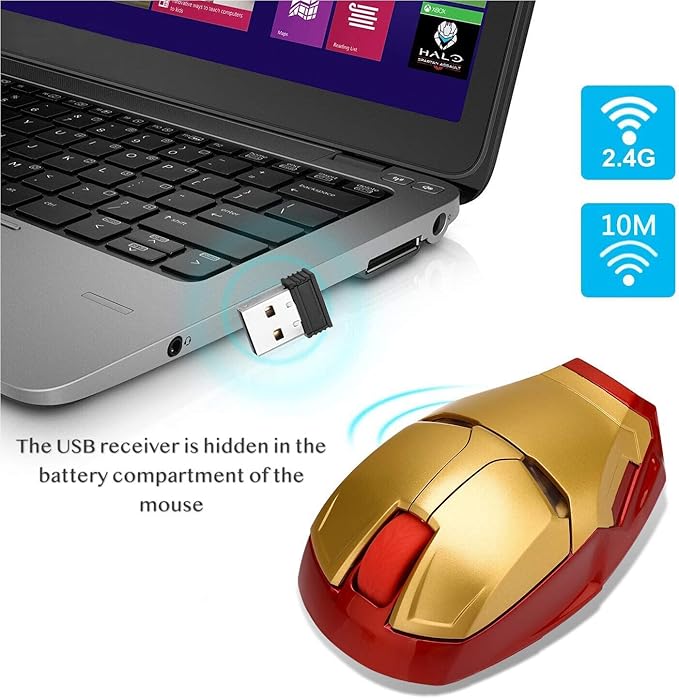 Cool Wireless Mouse 2.4 G Portable Ergonomic Optical Wireless Mouse with USB Receiver | for Notebook PC Laptop Computer MacBook | with 8G USB Flash Drive | 3 Adjustment Levels