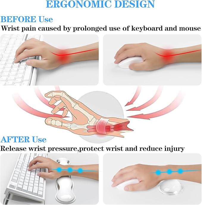 Computer Keyboard Stand with Gel Keyboard Wrist Rest Tilted Acrylic Keyboard Holder - Ergonomic Wrist Rest Support Keyboard for Typing Pain ReliefSuitable for Office/Computer/Laptop/Gaming