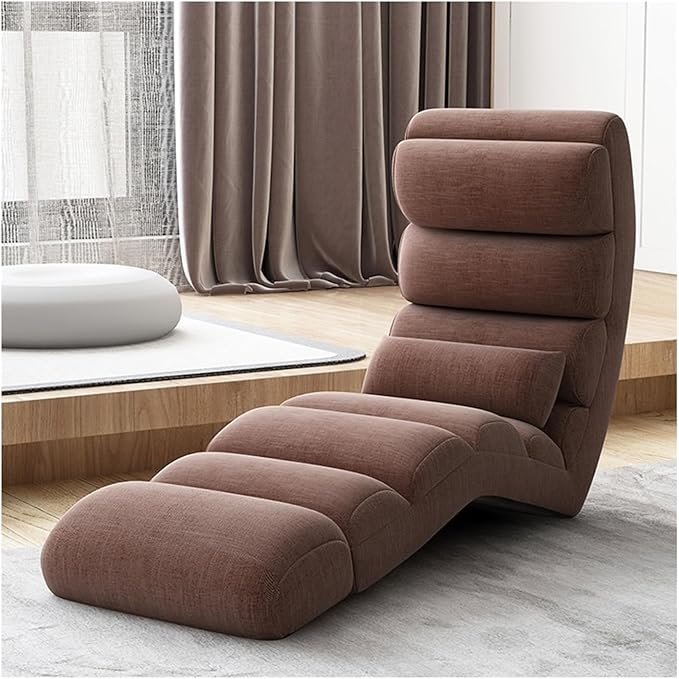 Floor Chair 13 Gear Adjustable Back Support Folding Sofa Bed Ergonomic Large Support Lounger Easy for Storage Comfortable Padded Gaming Chair(Brown)