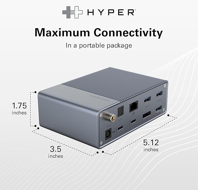 HyperDrive USB-C &amp Thunderbolt 4 GEN2 14-in-1 Dock for MacBook Pro/Air iPad PC - High-Speed Thunderbolt Docking Station - 40Gbps Gigabit Ethernet 85W PD