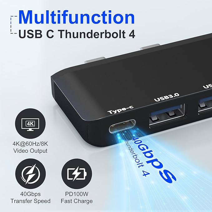 Surface Pro 12 Docking Station USB Hub and Adapter with 4K HDMI USB-C Thunderbolt 4 (Display+Data+100W PD) 2 USB 3.0 3.5mm Audio SD/TF Card Slot for Surface Pro 12 inch 2025