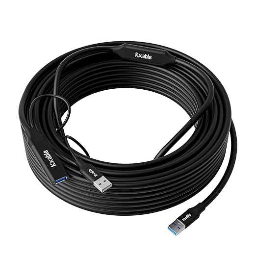 USB 3.0 Active Extension Cable 50 Feet Type A Male to Female Extender Cord USB Repeater Cable with 2 Signal Boosters &amp USB Power Supply for Laptop Hard Drive Printer Webcam Xbox VR PS4