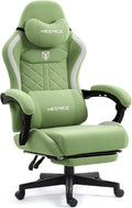 Big and Tall Gaming Chair Fabric with Pocket Spring Cushion High Back Heavy Duty Gaming Chairs for Adults with Massage Lumbar Ergonomic Computer Chair with Footrest 400LBS Fabric Green