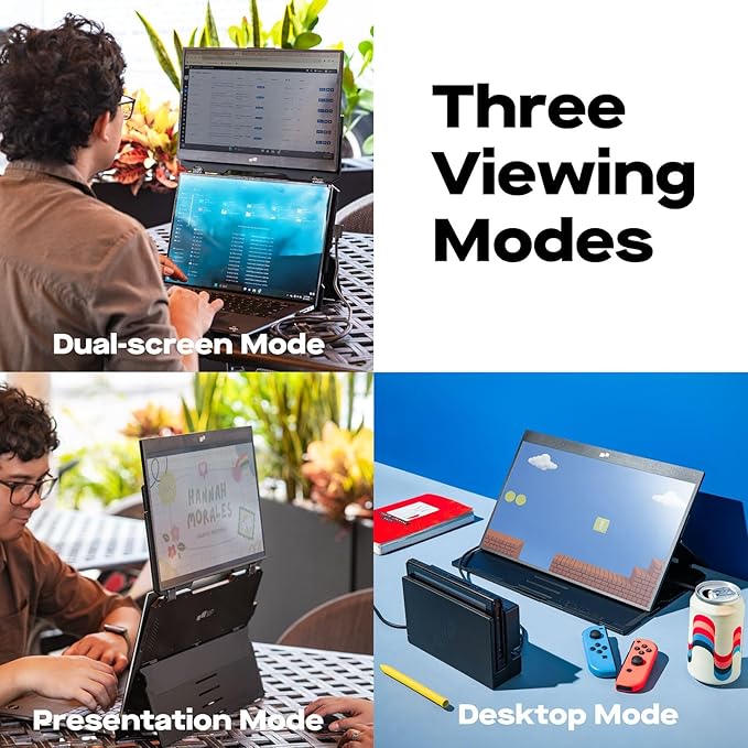 Duex Float Mobile Pixels 15.6 Stacked Portable Screens Full HD IPS 1080P Touchscreen Monitor with Built-in Kickstand USB Type-C/HDMI Plug and Play Support Windows/Mac/Android/ChromeOS/Switch