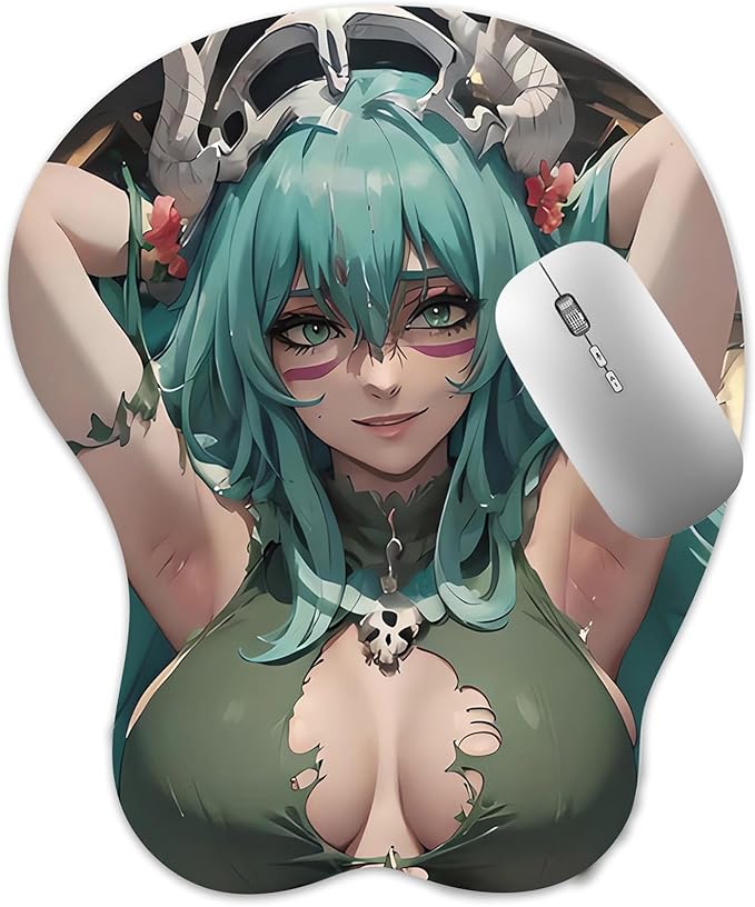 3D Mouse Pad Oppai Mousepad with Soft Gel Wrist Rest Anime Manga Gaming Boob pad Anti-Slip Mouse Mat （Nellie）