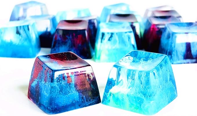 1 Pcs Handmade Seabed Landscape R4 Keycap Resin Artisan Backlit Switch SA Profile for Cherry MX RGB Gaming Mechanical Keyboard DIY Replace (multicolor)
