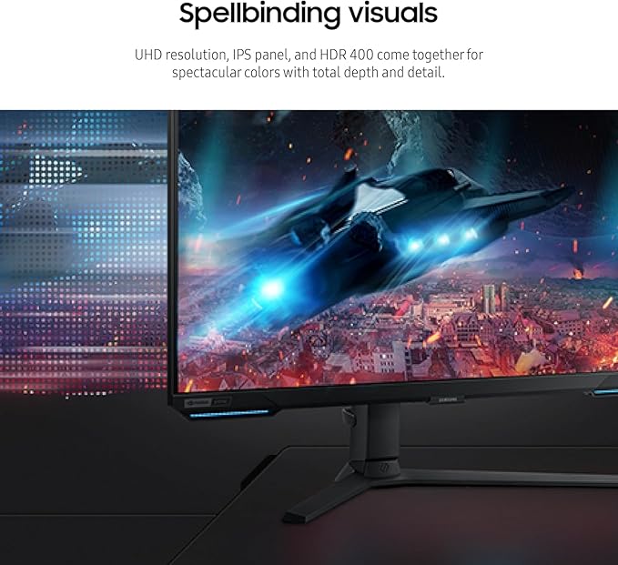 Samsung 28” Odyssey 4K UHD(3840x2160) Gaming Monitor | Smart TV | Game BAR | Built-in Speakers | HDR 400 144Hz 1ms | FreeSync Premium Pro Compatible and G-Sync | Wi-Fi 5 | Includes Remote Control