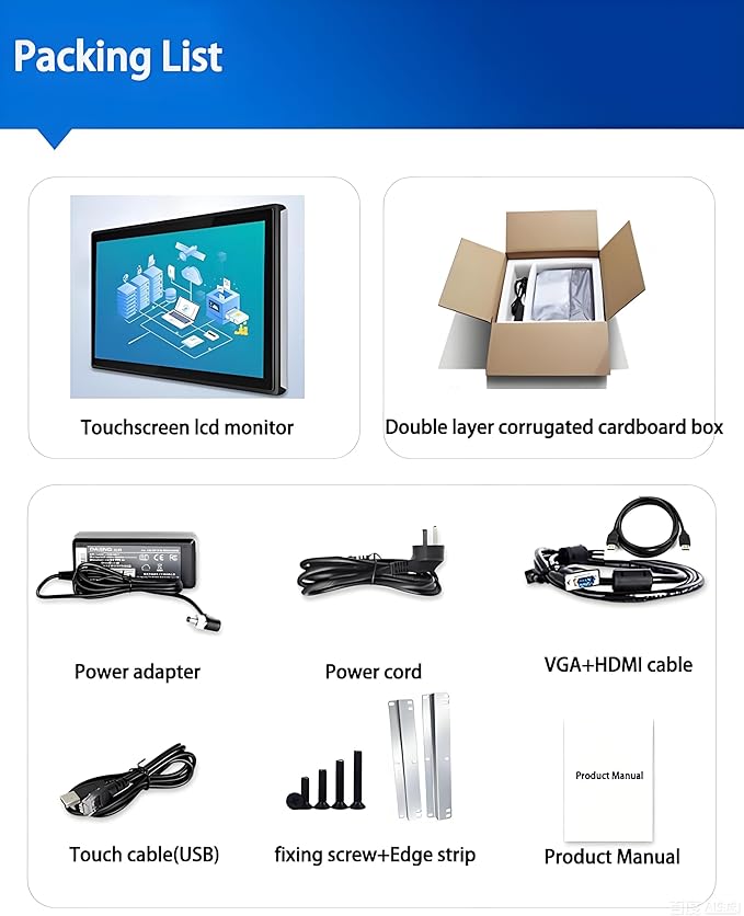10.4 Inch Open Frame Capacitive Touchscreen Monitor 1024x768 Resolution 4:3 Aspect Ratio WaterproofVESA+Panel Mount for Kiosk Automation POSVendingHMI and Digital Signage 7x24h Work