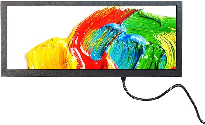 VSDISPLAY 12.3 inch 12.3'' 1920x720 600nit IPS Portable LCD Monitor VS123ZJ01Awith USB VGA Video PortDual Speakers as DIY Stretched Bar Display