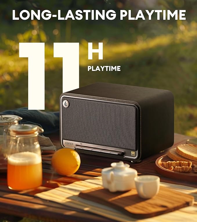 Edifier D32 Tabletop Wireless Speaker Hi-Res Audio LDAC ALAC 60W (RMS) 2.1 Acoustic Architecture 11h Playtime APP Control Bluetooth 5.3 AirPlay2 USB-C and AUX Inputs Black Walnut