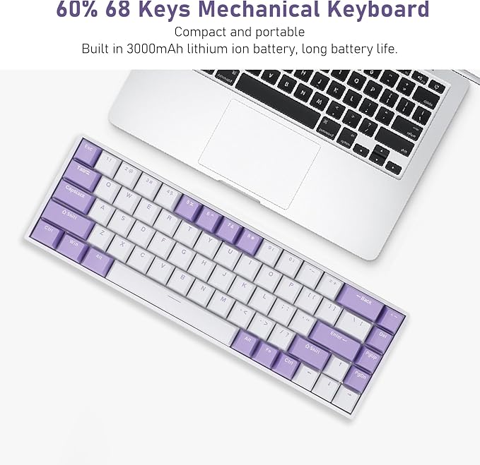 Vikye Mechanical Gaming Keyboard 3 - Modes 68 Keys Hot Swappable Keyboard with RGB Backlight for Laptop PC BT / 2.4GHz / Type - C