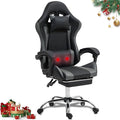 Ergonomic Gaming Chair with Massage Lumber Grey Video Game Chair w/Footrest for Adults Kids Adjustable Headrest &amp Lumbar Support 360° Swivel for Home Office Bedroom Gaming Room