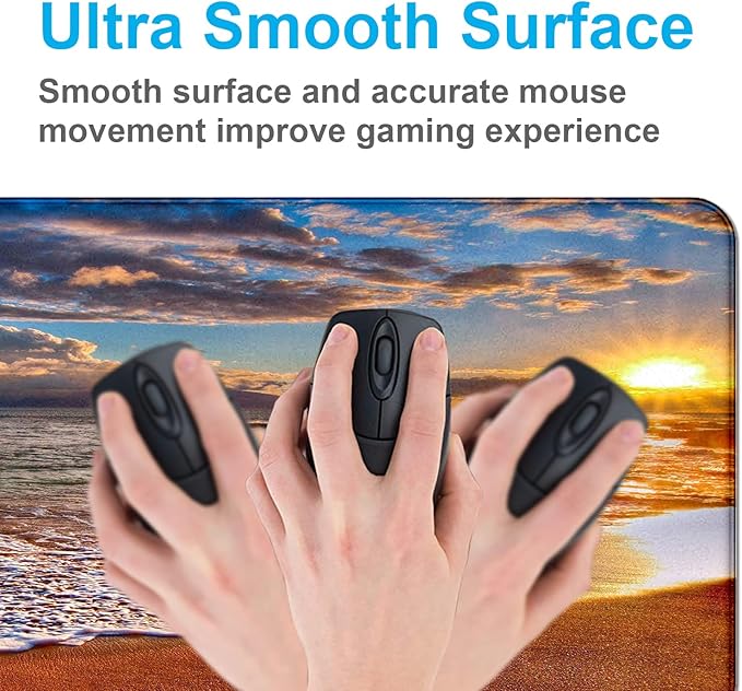 Large Extended Gaming Mouse Pad with Stitched Edges Non-Slip Waterproof Rubber Base Mouse Pad for Office Computer Keyboard Laptop and Home Desk Pad 35.4 x 15.7 x 0.12 Inch (Beach At Sunset)