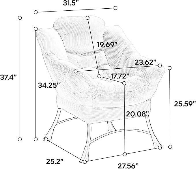 Donext Swivel Accent Chair - 360° Rotating Reading Chair with Car Clothes Hanger Indoor Lounge Armchair.（31ln- Blue）