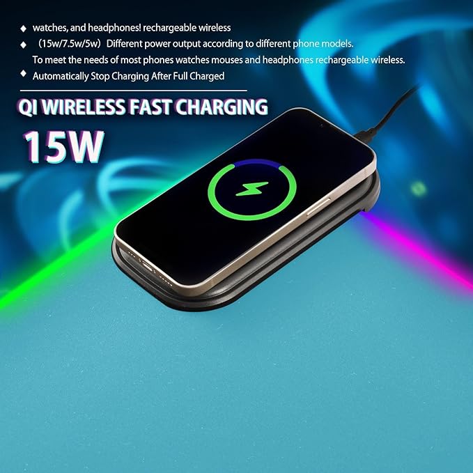 Blue Mouse Pad Gaming Mousepad Non Slip Desk Mat Wireless Charging RGB Computer Mouse Pads Keyboard Mats Pad for Office Home Desktop 35.4 x 15.7 in