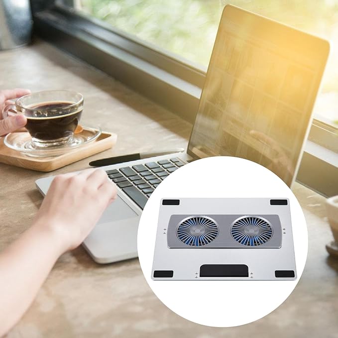 Foldable Laptop Cooling Pad with 6 Adjustable Heights Setting Double Quiet Fan for 10-16inch Notebook