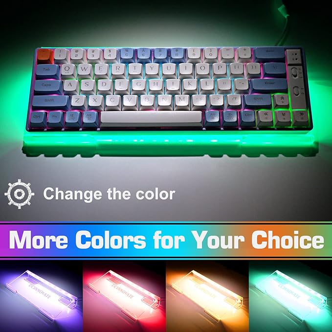 UCINNOVATE RGB Acrylic Computer Keyboard Stand Mini LED Backlit Tray 60% Gaming USB Interface Tilted for Easy Ergonomic Typing and Working Office Desk Home