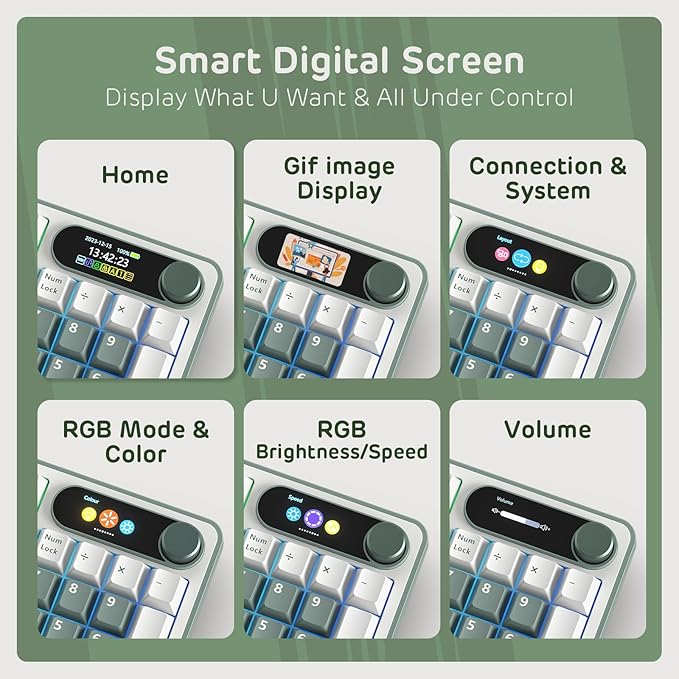 RK ROYAL KLUDGE S98 Mechanical Keyboard w/Smart Display &amp Knob Top Mount 96% Wireless Mechanical Keyboard BT/2.4G/USB-C Hot Swappable Software Support Creamy Sounding 98 Keys