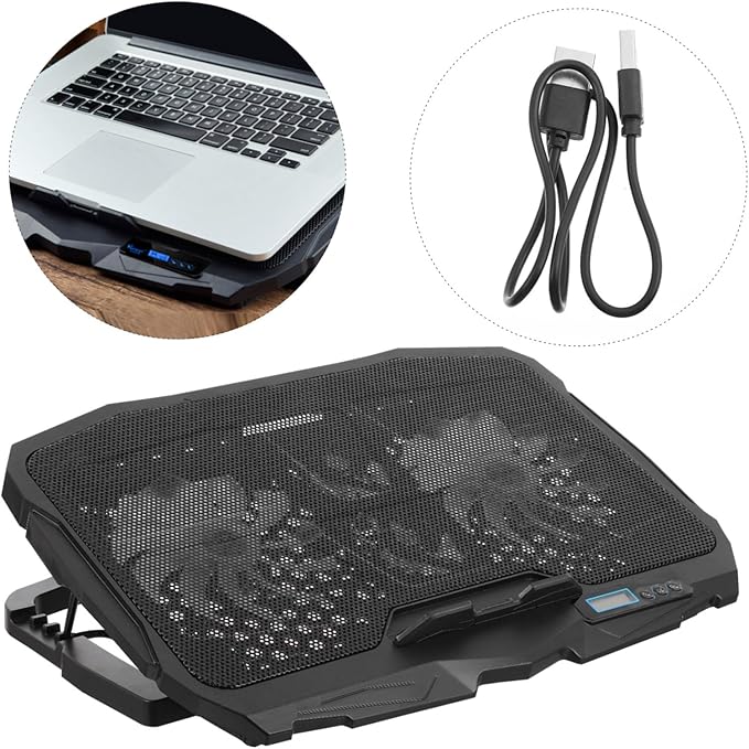 Gatuida Adjustable Laptop Cooler Stand Speed Silent Fan Metal Mesh Cooling Pad for Ergonomic Height Support Stable Ventilated Base for Cervical Spine Care Compatible with All Laptops