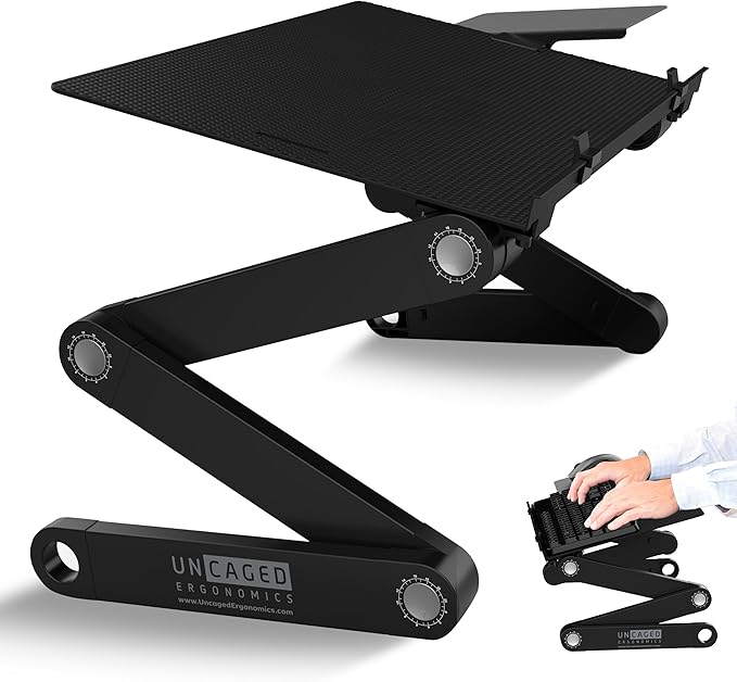 Uncaged Ergonomics WorkEZ Adjustable Computer Keyboard Stand for Desk Keyboard &amp Mouse Riser Ergonomic Portable Stand for Desktop Computer Keypad Riser for Desk
