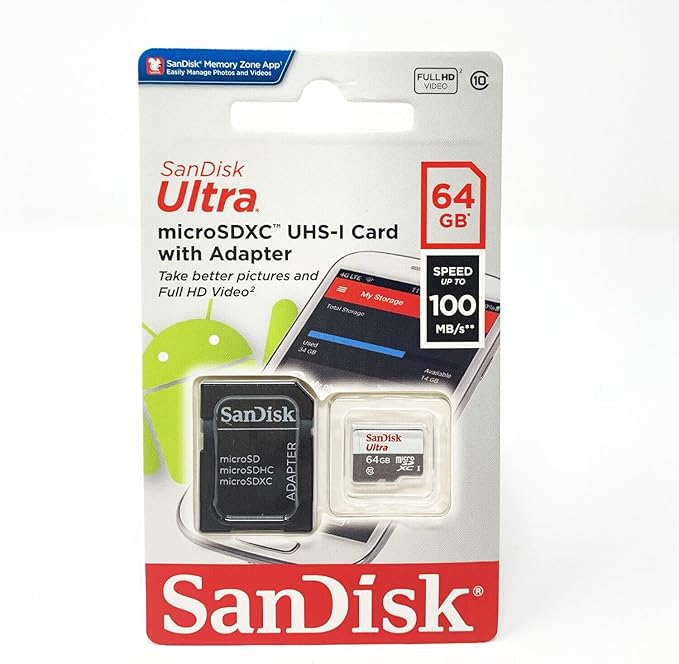 Sandisk Ultra 64GB Micro-SD + SD Adp. 100MB/s