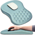 Hokafenle Ergonomic Mouse Pad Wrist Support with Massage Design Wrist Rest Pain Relief Mousepad with Memory Foam&ampNon-Slip PU Base Mouse Pads for Wireless Mouse &amp Desk (12x8 inchLight Blue)