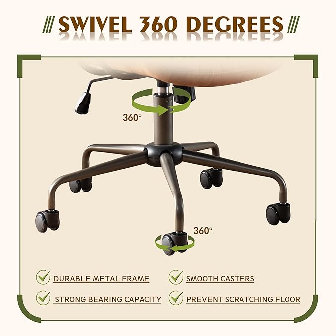 High Back Office ChairModern Swivel Office ChairBrown Suede Fabric Gaming ChairHeight Adjustable Home Office Desk Chair with Lumbar Support