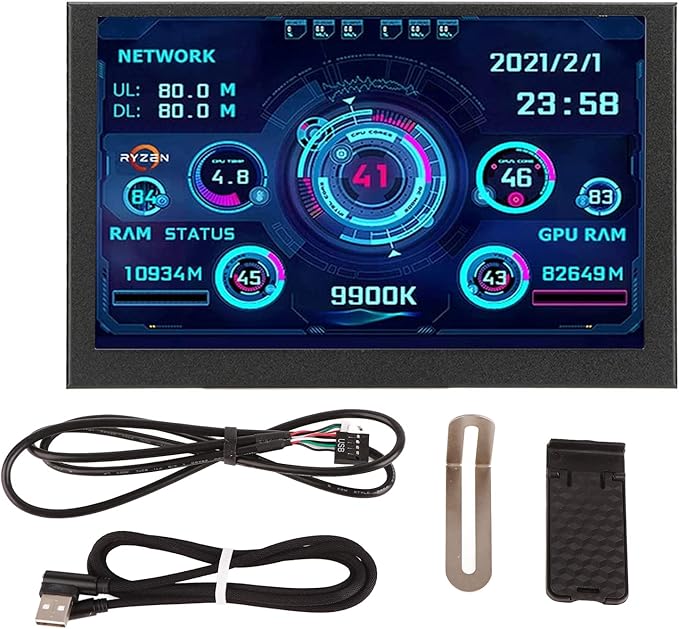 Yosoo Health Gear Monitor PC CPU Data Monitor 5 Inch Computer Temp Monitor PC CPU GPU RAM Data Monitor for aida64 Temperature Display