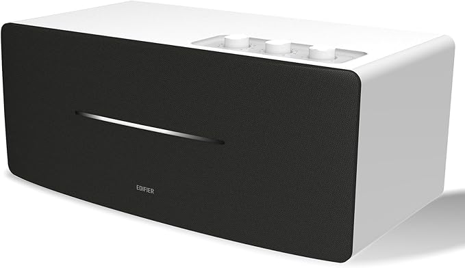 Edifier D12 Integrated Desktop Computer Speakers with Bluetooth 5.0 Wireless Stereo Tabletop Speaker 70 Watts RMS with Subwoofer Line Out RCA Aux Input for PC Monitor Laptop (White)