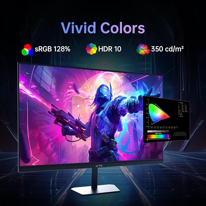 KTC 24.5 Inch Gaming Monitor 180Hz (Up to 200Hz) Monitor FHD Fast IPS 1080P 1ms 128% sRGB HDR10 Freesync HDMI x 2 /DP x 1 VESA Tilt Adjustable Xbox PS5 Switch (HDMI Cable Included)