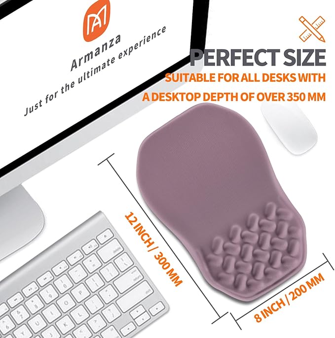 Ergonomic Slope Mouse Pad Wrist Support Wrist Rest Mousepad for Carpal Tunnel Pain Relief with Massage Bulge and Slow Rebound Memory Foam (12x8 inch Purple)
