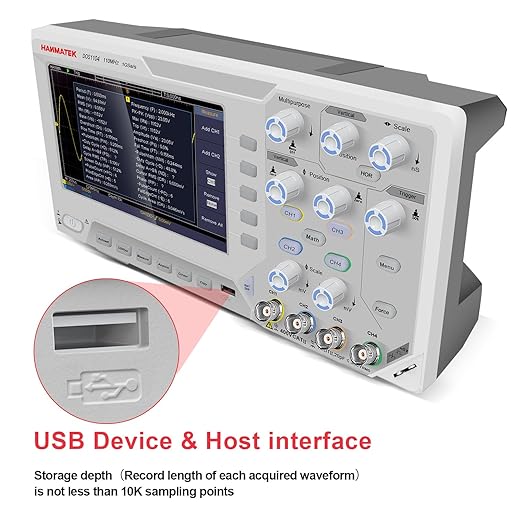 HANMATEK DOS1104 Digital Oscilloscope with 4 Channels and Screen 7 inch / 18 cm TFT-LCD Display Portable Professional Oscilloscope Kit with 1GS/s Sampling Rate