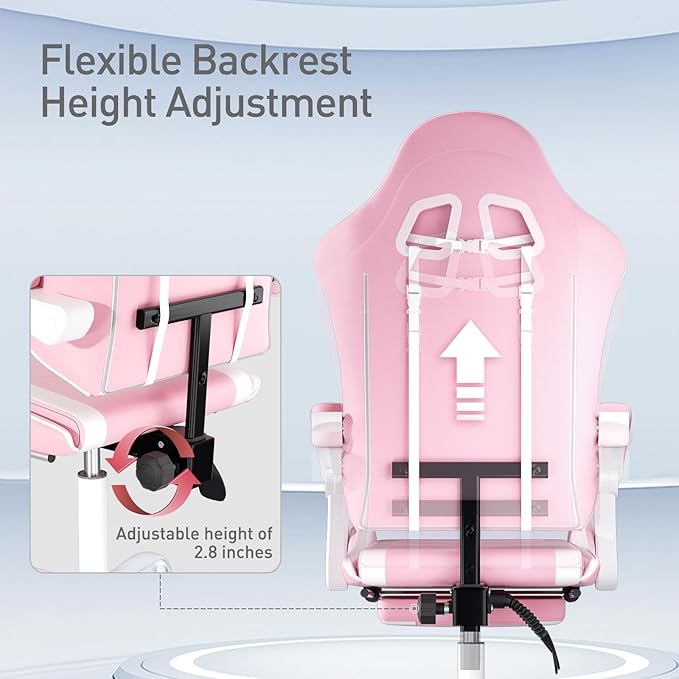 MoNiBloom Gaming Chair with Headrest &amp Lumbar Support Ergonomic Computer Racing Chair with Footrest Adjustable Hight Leather Swivel Computer Chair for Adult Teen Office or Gaming