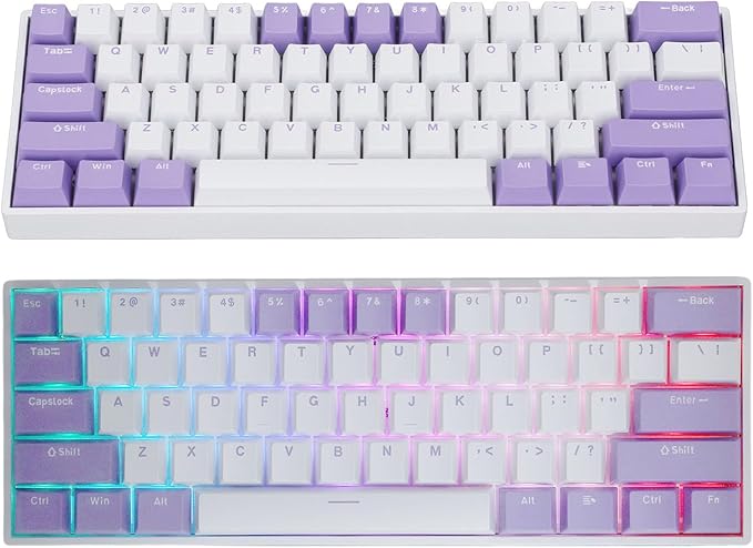 60% Mechanical Gaming Keyboard 2.4G / Bluetooth/USB C Wired Keyboard with Red Switch 61 Keys Anti Ghosting &amp Hot Swappable Dynamic RGB Backlight Gaming Keyboard for PC